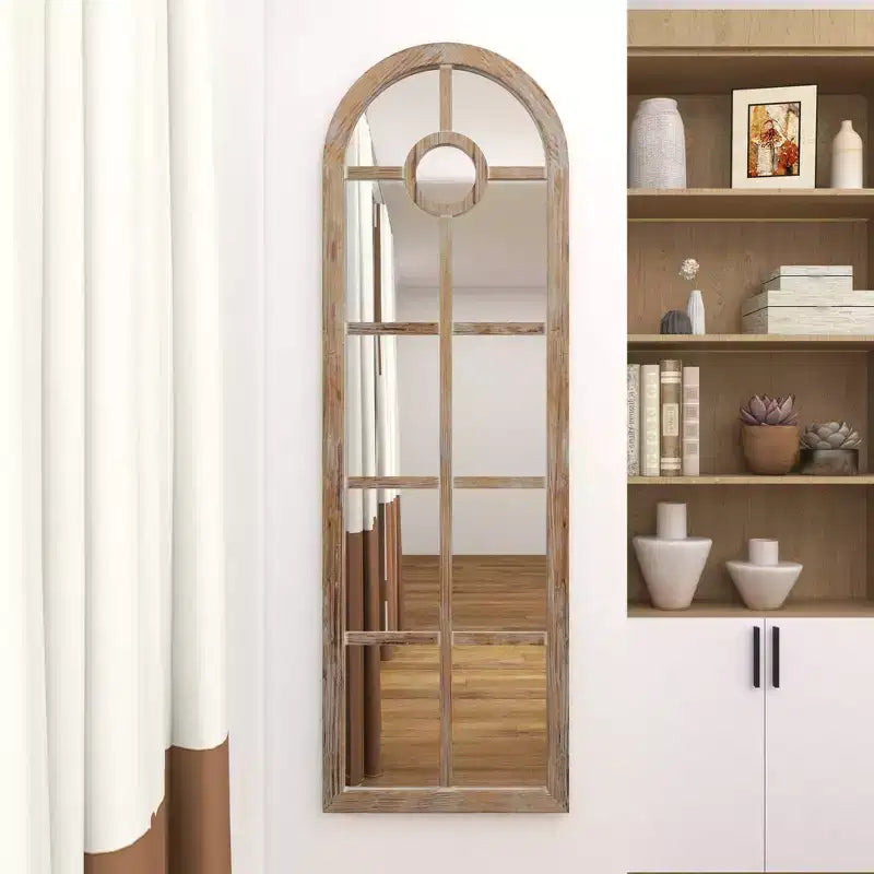 Specchio da terra ad arco marrone, con cornice a pannelli, 1 pannello