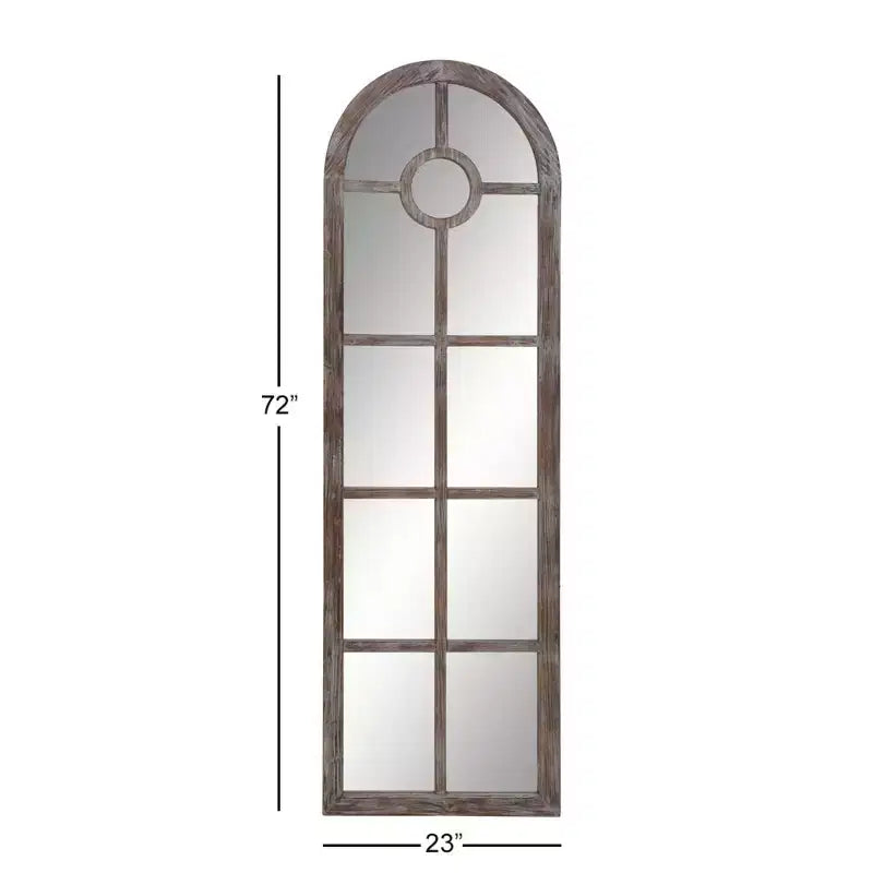 Specchio da terra ad arco marrone, con cornice a pannelli, 1 pannello