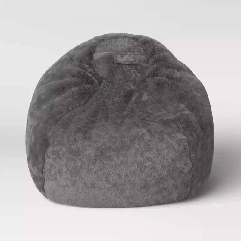 Pouf a sac grigio e peloso per 1, bambini