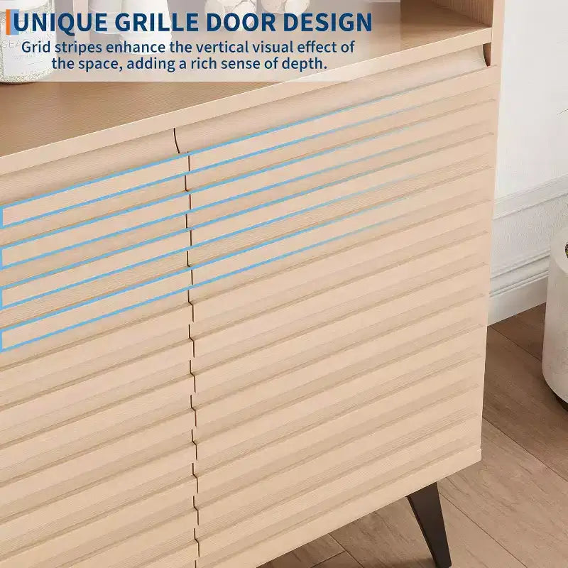 Credenza marrone/legno con ante scanalate, 2 ante e 2 ripiani, montaggio per 1 persona
