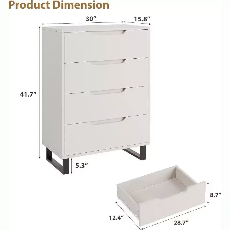 Cassettiera verticale a 4 cassetti grigio/bianco, mobile contenitore da pavimento