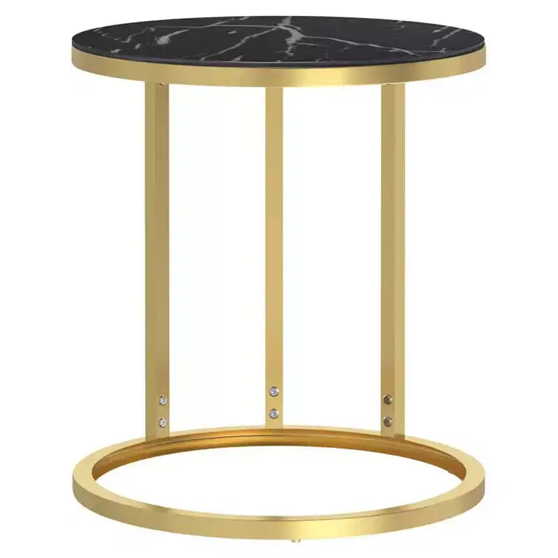 vidaXL Side Table Accent Round Coffee Table Furniture Marble Tempered Glass