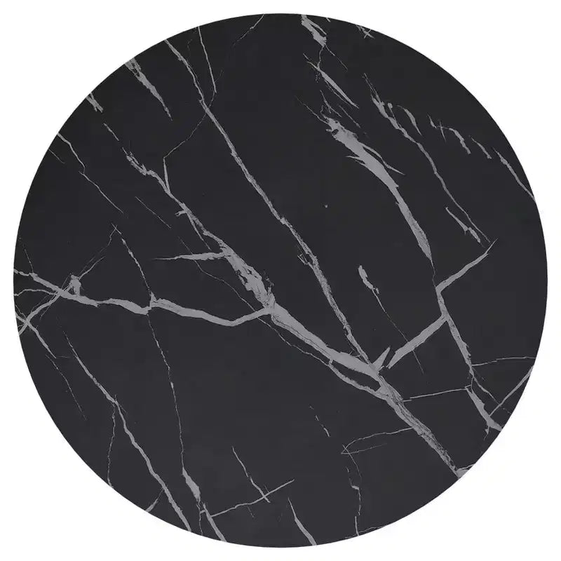 Tavolino rotondo in marmo oro e nero, piano in vetro temperato, 1 persona