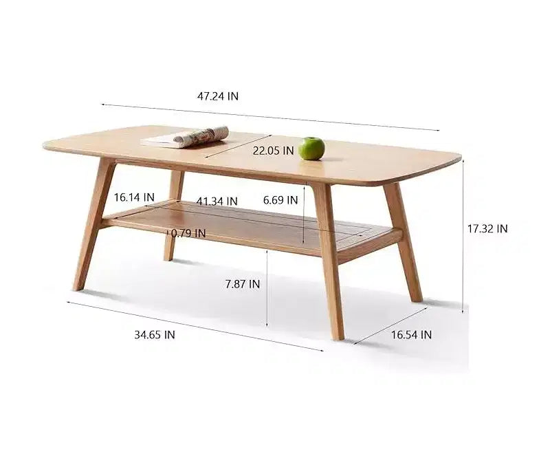CuisinSmart Tavolino da Salotto, Tavolino da Caffè in Legno con Ripiano Contenitore, Tavolino Laterale Rettangolare dal Design Moderno e Minimalista con Gambe in Legno