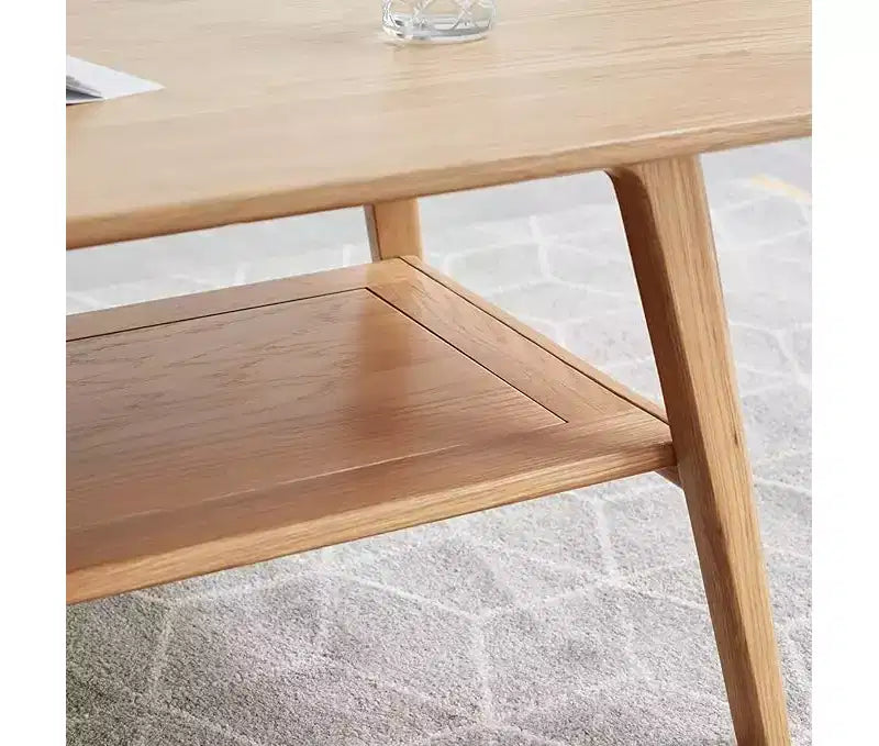 CuisinSmart Tavolino da Salotto, Tavolino da Caffè in Legno con Ripiano Contenitore, Tavolino Laterale Rettangolare dal Design Moderno e Minimalista con Gambe in Legno