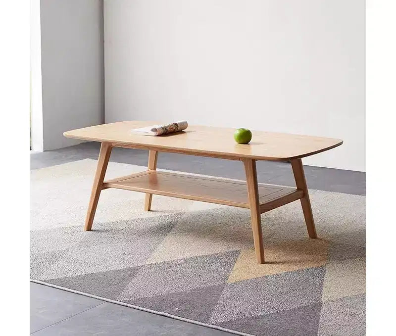 CuisinSmart Tavolino da Salotto, Tavolino da Caffè in Legno con Ripiano Contenitore, Tavolino Laterale Rettangolare dal Design Moderno e Minimalista con Gambe in Legno