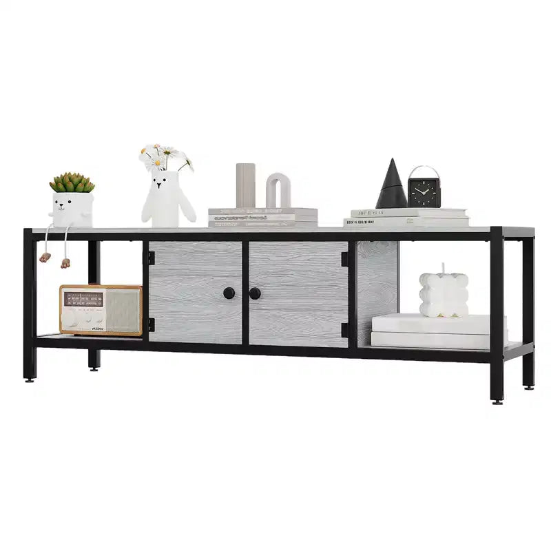 GustoWave Industrial TV Stand for TV up to 65 inch, 58 TV Cabinet with 2 Storage Cabinets, Entertainment Center TV Console Table