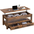 Hausource 47.2 Lift Top Coffee Table with Storage Drawers, Hidden Compartment