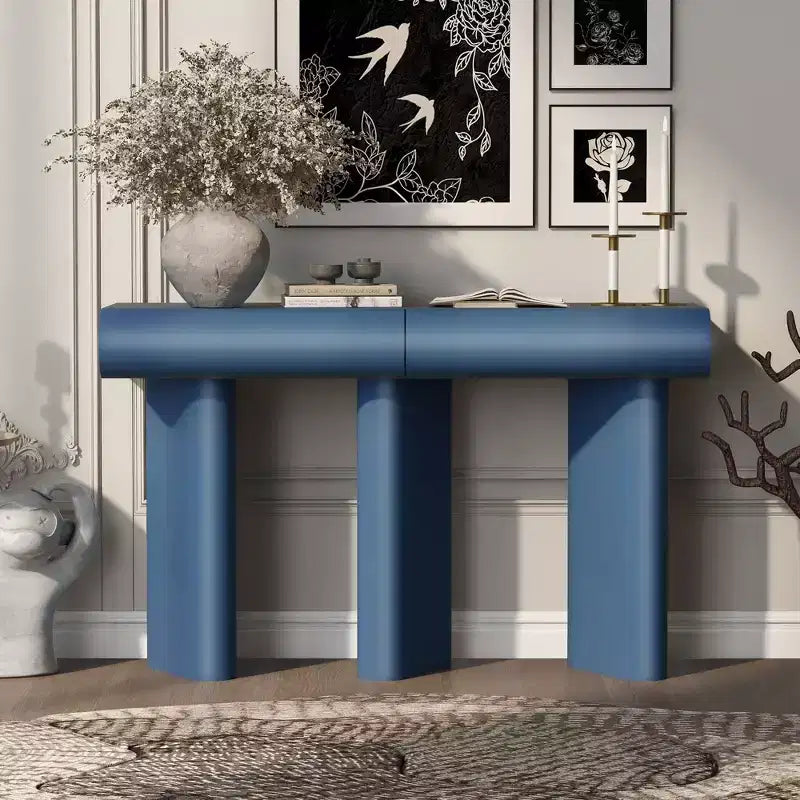Consolle Nera / Blu Navy / Bianca con 2 Cassetti Curvi e Gambe Geometriche