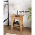 Set of 2 End Tables, Rustic Brown Side Tables with 2-Tier Storage Shelf, Square Nightstands for Entryway, Living Room, Bedroom, Farmhouse Style