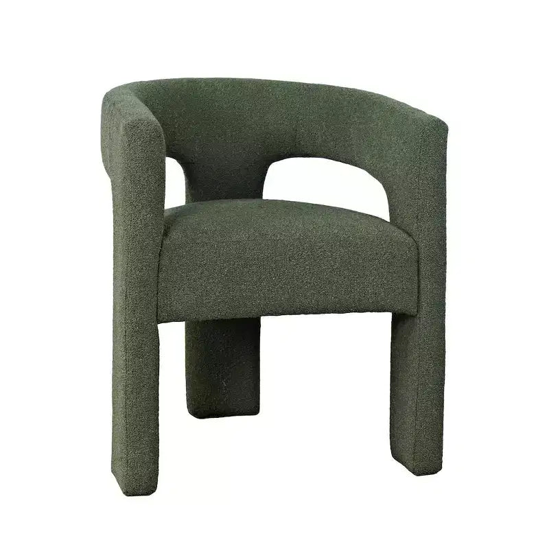 Sedia da pranzo imbottita con schienale curvo, nero/verde, a tre gambe, 1 posto
