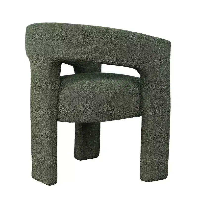 Sedia da pranzo imbottita con schienale curvo, nero/verde, a tre gambe, 1 posto