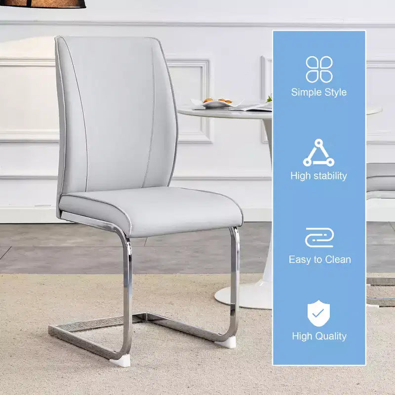 Set di 2 sedie da pranzo Arch – Nero / Grigio / Bianco, rivestimento in PU, gambe in metallo dorato