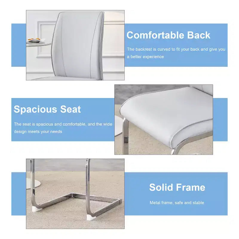 Set di 2 sedie da pranzo Arch – Nero / Grigio / Bianco, rivestimento in PU, gambe in metallo dorato