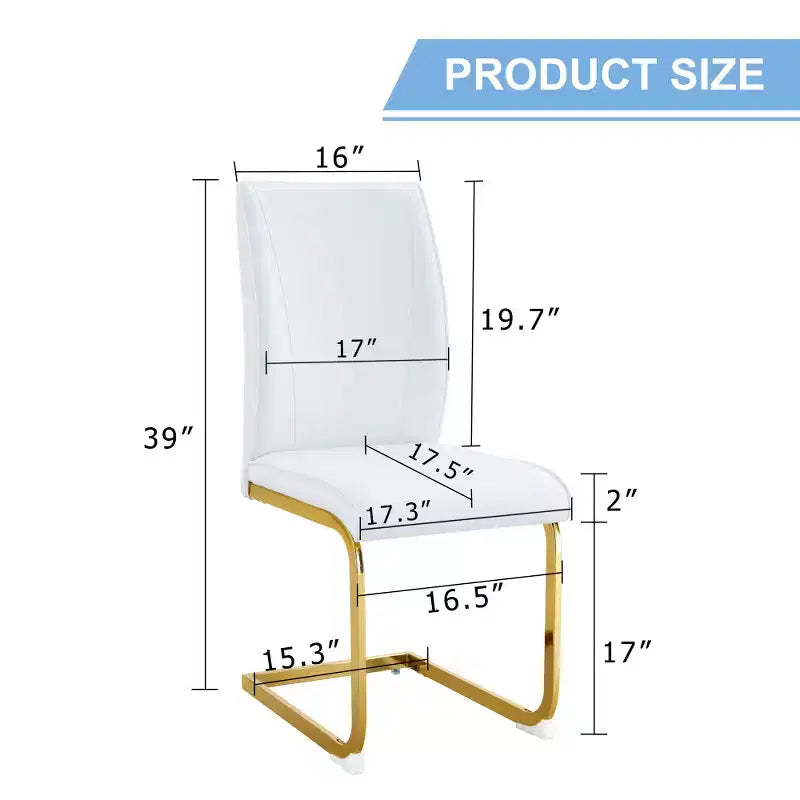 Set di 2 sedie da pranzo Arch – Nero / Grigio / Bianco, rivestimento in PU, gambe in metallo dorato