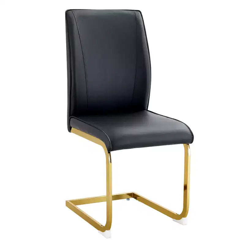 Set di 2 sedie da pranzo Arch – Nero / Grigio / Bianco, rivestimento in PU, gambe in metallo dorato