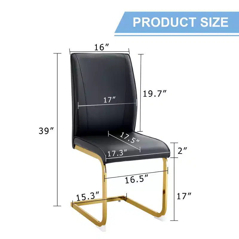 Set di 2 sedie da pranzo Arch – Nero / Grigio / Bianco, rivestimento in PU, gambe in metallo dorato