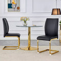 Zeus & Ruta Luxury Minimalist Arch Dining Chairs Set of 2 with PU Material , High Resilience and Gold Metal Legs