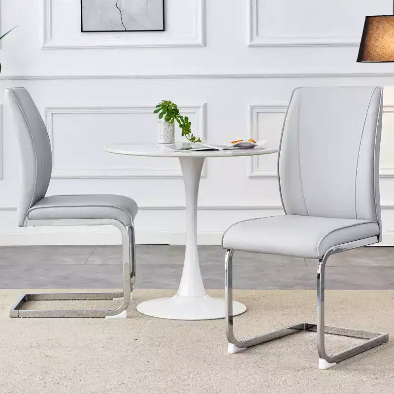 Set di 2 sedie da pranzo Arch – Nero / Grigio / Bianco, rivestimento in PU, gambe in metallo dorato