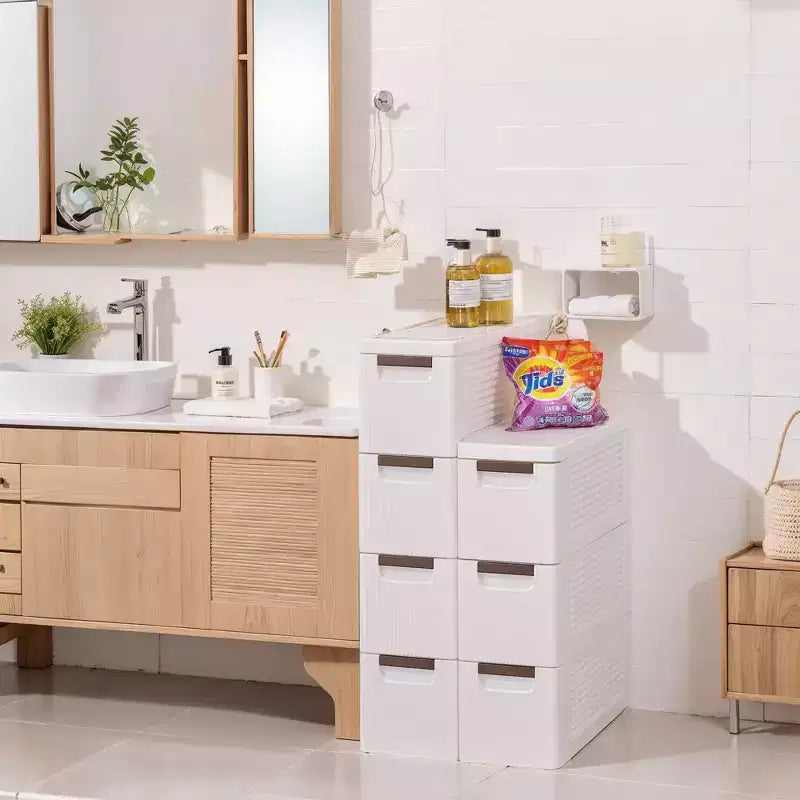 Carrello Portatutto con Cassetti Bianchi su Ruote – Organizzatore Salvaspazio in Plastica con Rotelle