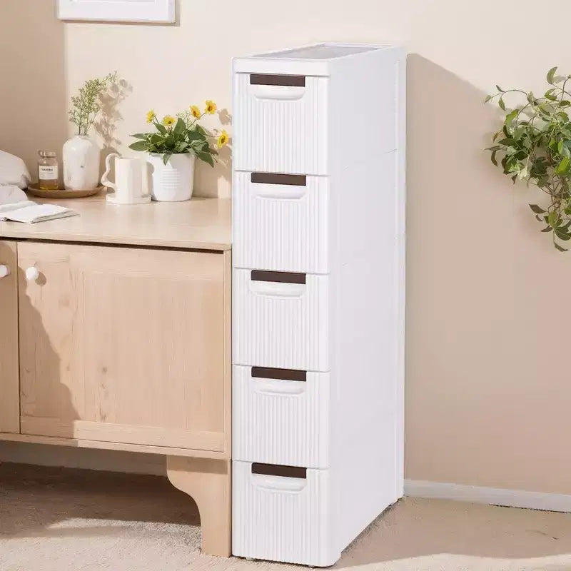 Carrello Portatutto con Cassetti Bianchi su Ruote – Organizzatore Salvaspazio in Plastica con Rotelle