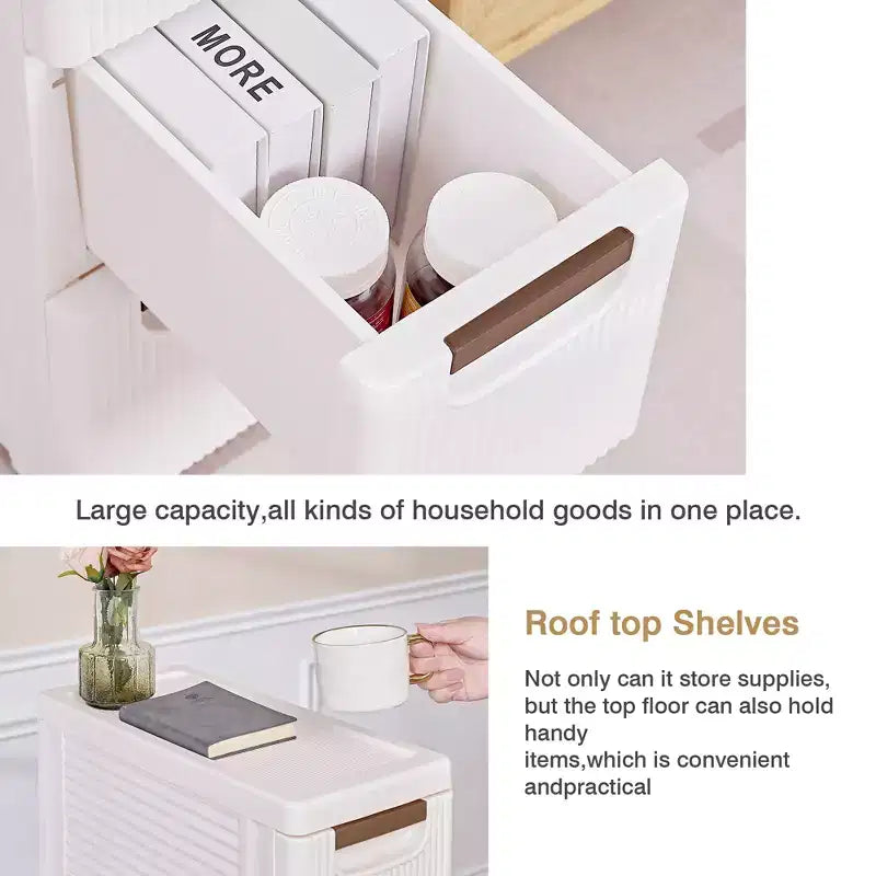 Carrello Portatutto con Cassetti Bianchi su Ruote – Organizzatore Salvaspazio in Plastica con Rotelle