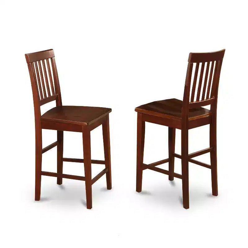 Set da pranzo rettangolare in mogano ad altezza bancone, 4 posti, 5 pezzi