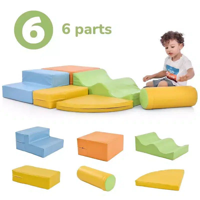 Set da gioco arrampicabile in schiuma 6-in-1 colorato per 1 bambino