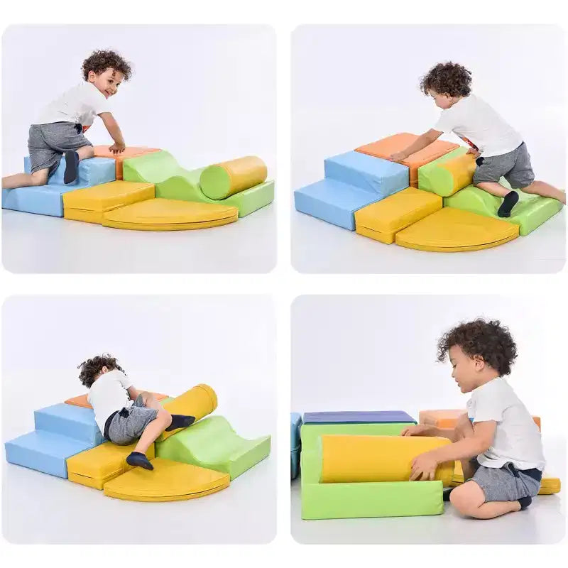 Set da gioco arrampicabile in schiuma 6-in-1 colorato per 1 bambino