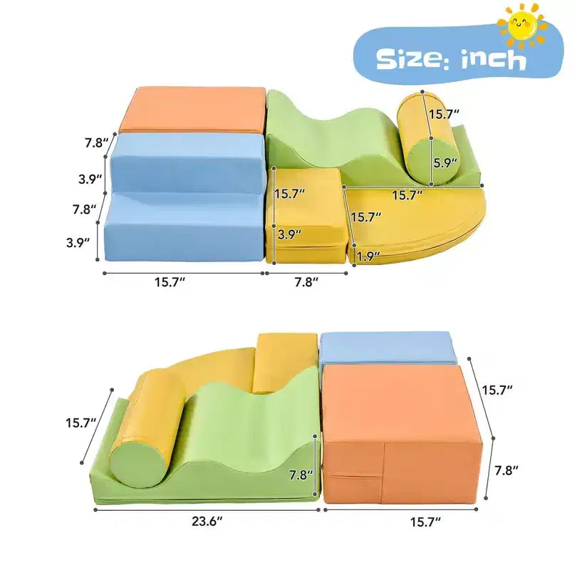 Set da gioco arrampicabile in schiuma 6-in-1 colorato per 1 bambino