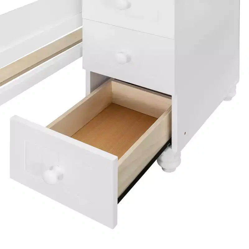 Letto a castello bianco e arancione con scrivania/armadio, LED e contenitore, età 6+