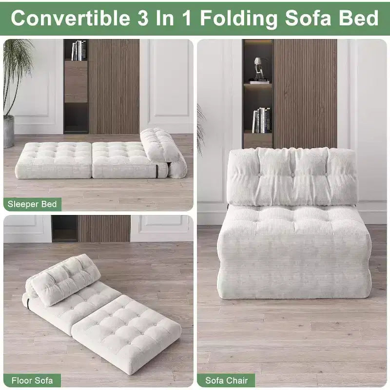 Divano letto pieghevole con cuscino beige/nero/grigio, 1 posto