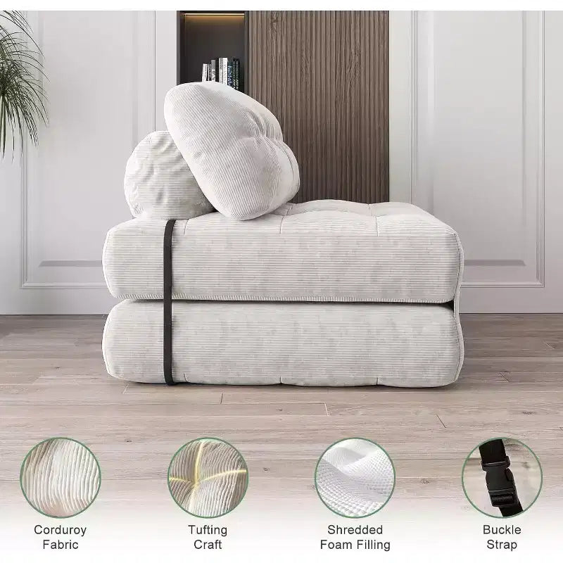 Divano letto pieghevole con cuscino beige/nero/grigio, 1 posto