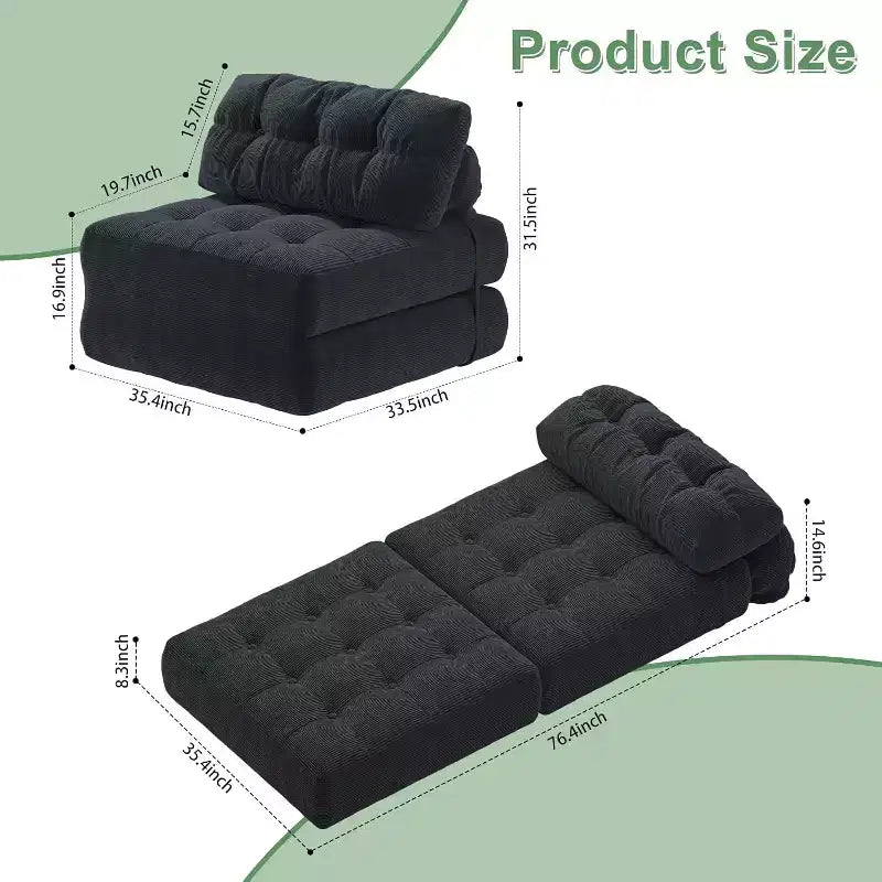 Divano letto pieghevole con cuscino beige/nero/grigio, 1 posto