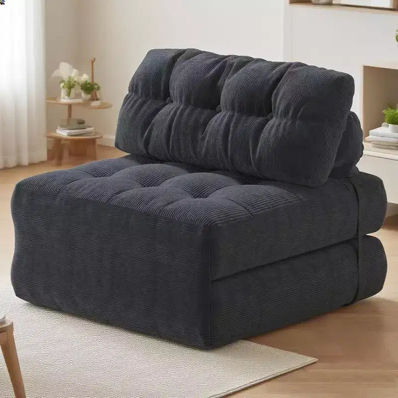 Divano letto pieghevole con cuscino beige/nero/grigio, 1 posto