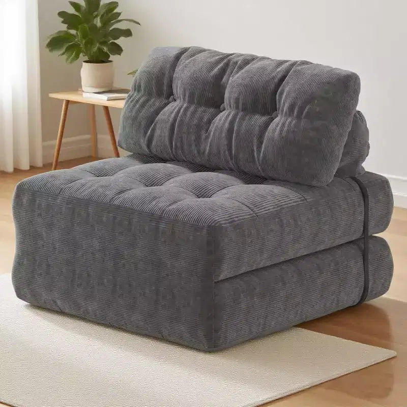 Divano letto pieghevole con cuscino beige/nero/grigio, 1 posto