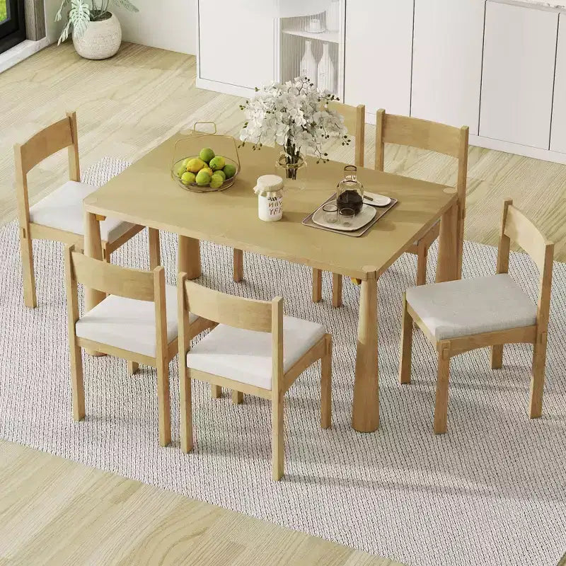Set da pranzo retrò Espresso/legno naturale, 6 posti a sedere