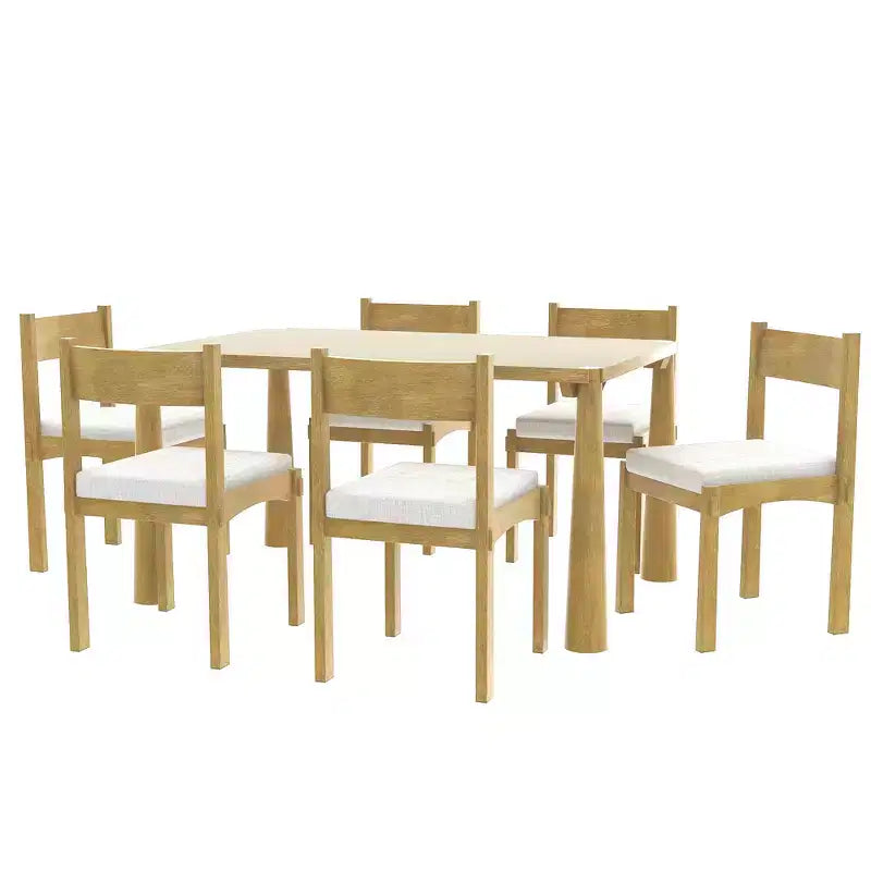 Set da pranzo retrò Espresso/legno naturale, 6 posti a sedere