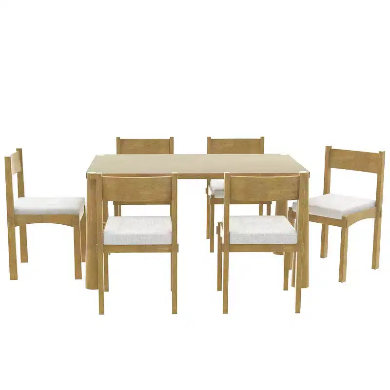 Set da pranzo retrò Espresso/legno naturale, 6 posti a sedere