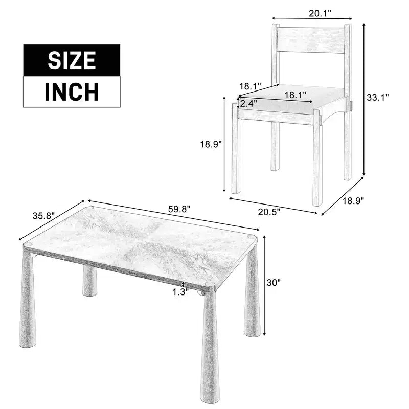 Set da pranzo retrò Espresso/legno naturale, 6 posti a sedere