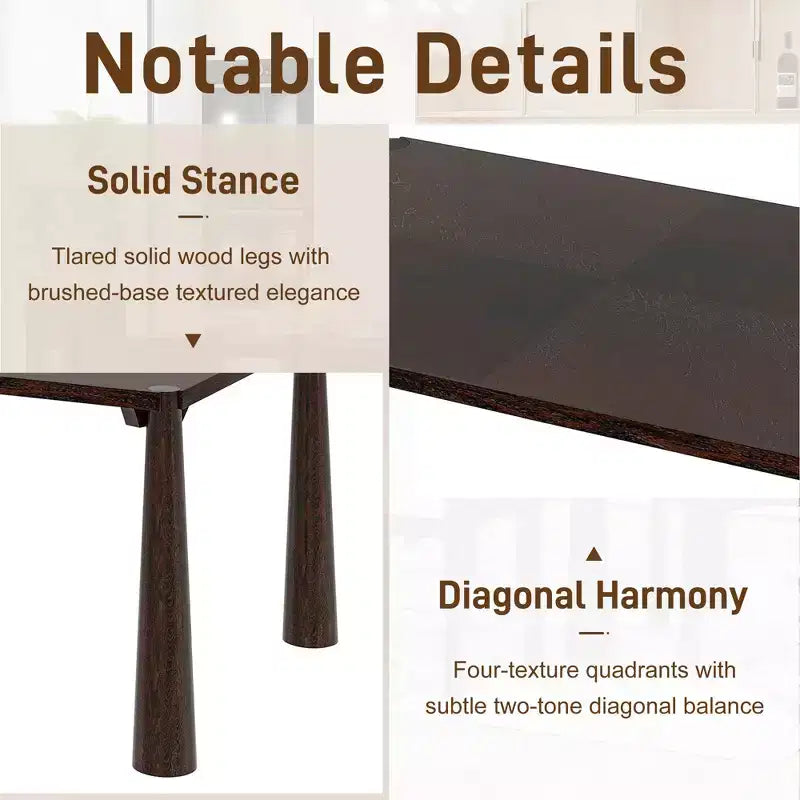 Set da pranzo retrò Espresso/legno naturale, 6 posti a sedere