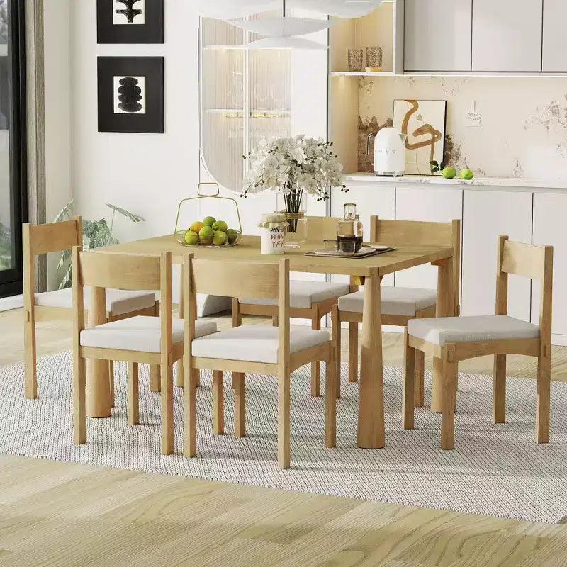 Set da pranzo retrò Espresso/legno naturale, 6 posti a sedere