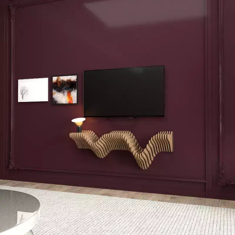 Mobile TV sospeso in Rovere Marrone / Mensola a muro / Tavolino consolle, Montaggio in 1 persona