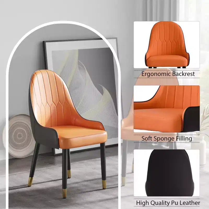 Sedia da pranzo imbottita senza braccioli Beige / Marrone scuro / Grigio / Arancione / Bianco, 1 posto