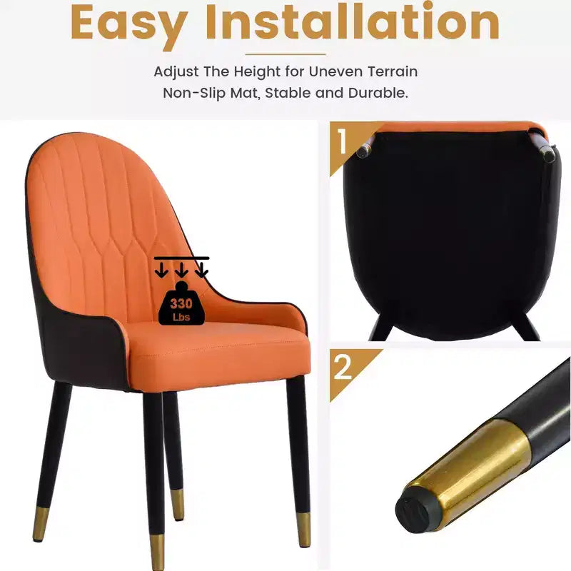 Sedia da pranzo imbottita senza braccioli Beige / Marrone scuro / Grigio / Arancione / Bianco, 1 posto