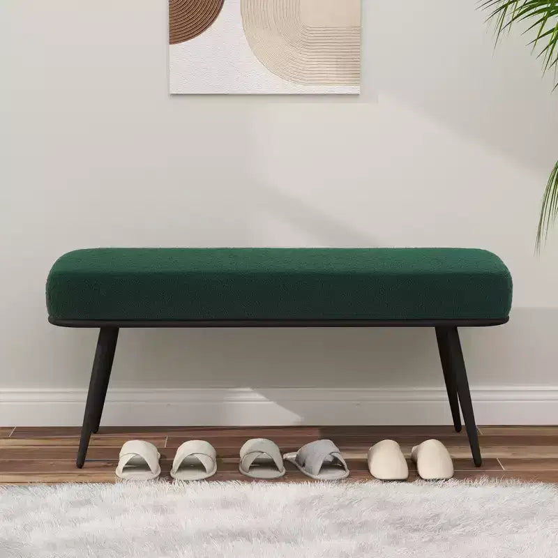 Panca/Poggiapiedi Teddy Fleece Nera/Verde/Bianca, Stile Mid-Century, 1 Posto