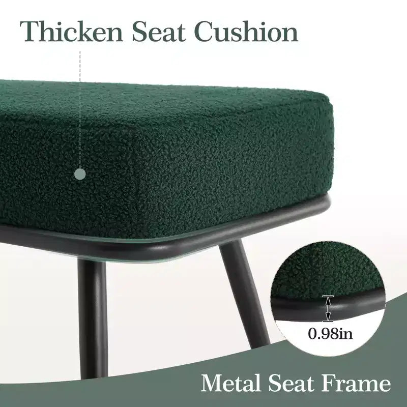 Panca/Poggiapiedi Teddy Fleece Nera/Verde/Bianca, Stile Mid-Century, 1 Posto
