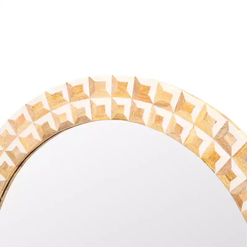 Specchio da Parete Rotondo Anticato Avorio e Marrone, Singolo, 29,2"