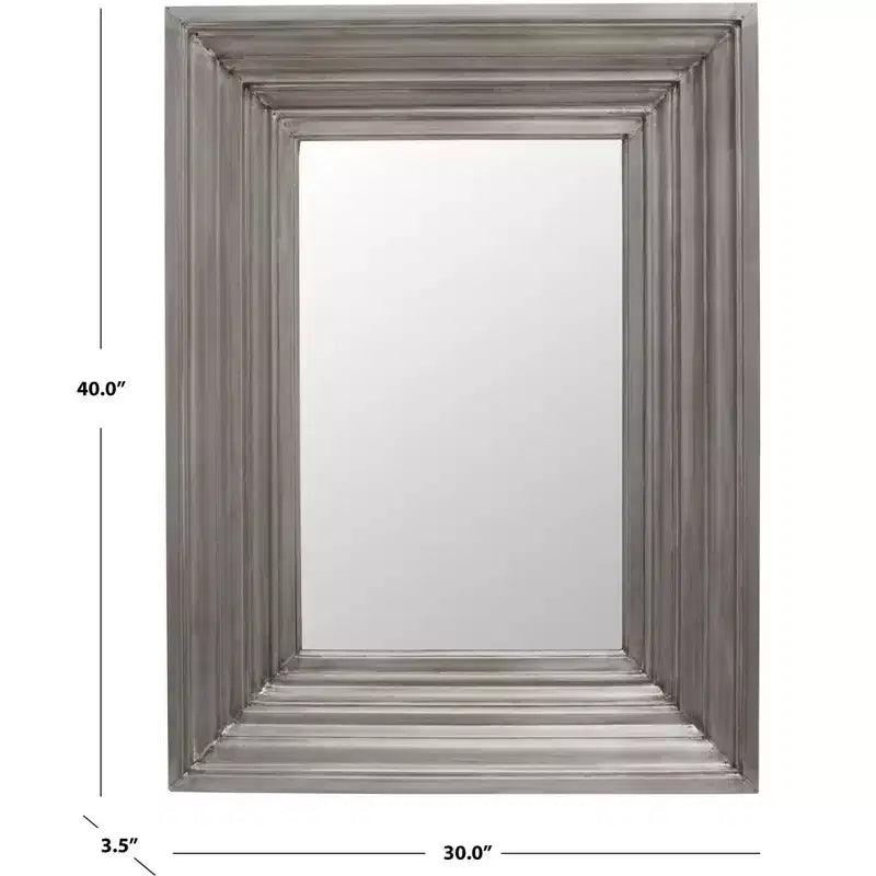 Specchio rettangolare inclinabile con cornice argentata, 1 persona, 76 cm L x 101 cm H