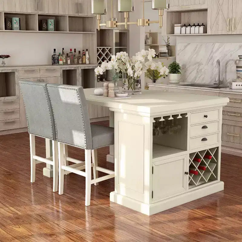 Set da pranzo in stile anticato, altezza bancone, 3 pezzi, 2 posti